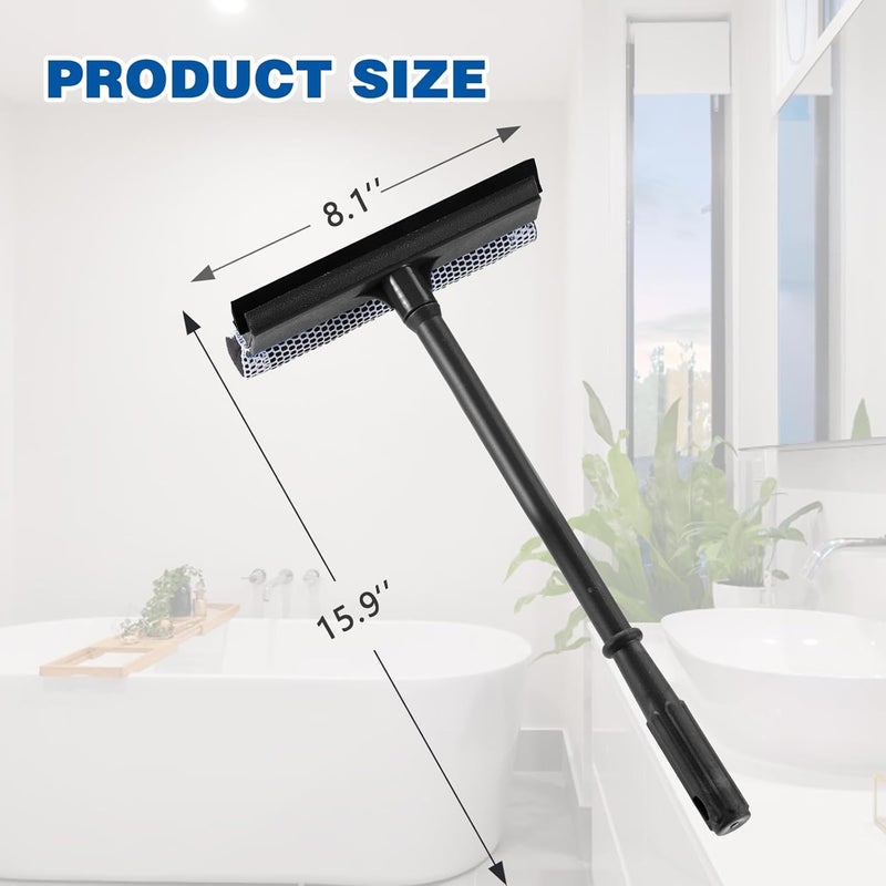 Bryquelin 15.9" Window Squeegee for Car,2 in 1 Window Cleaner with Long Stainless Steel Handle,Sponge Car Squeegee for Gas Station, Glass,Shower,Outdoor High Window Cleaning (15.9") - Image 4